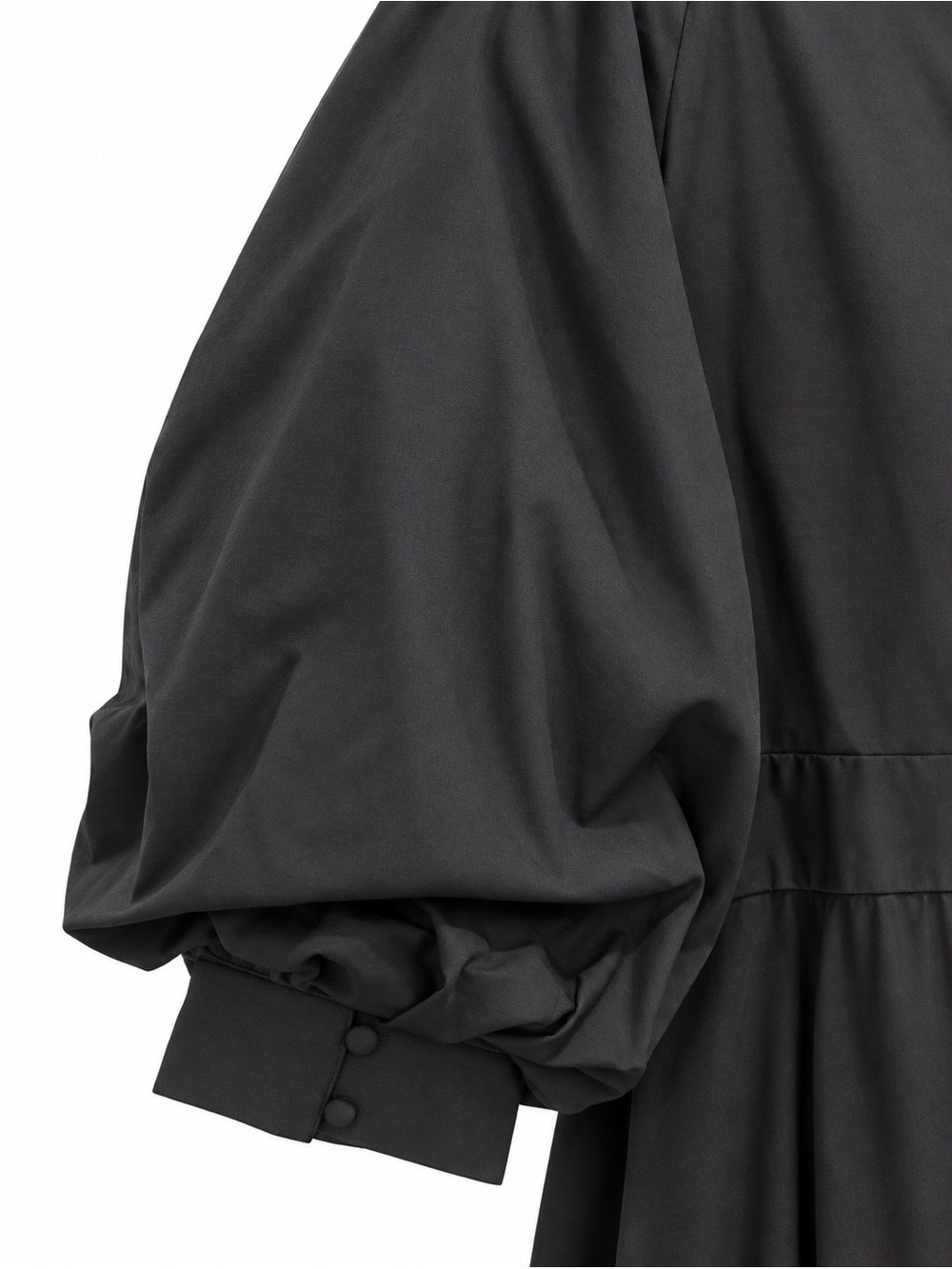 Banana Republic Black Puff-Sleeve Belted Wrap Midi Dress Size L - Picture 4 of 4